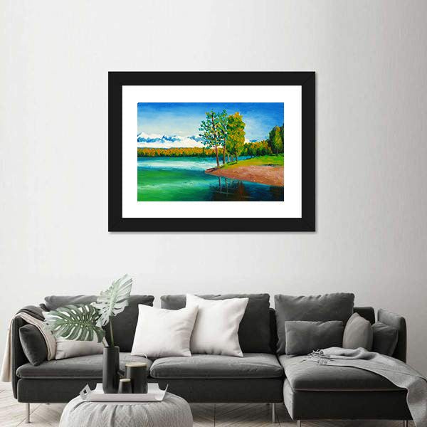 Peaceful Mountain Lake Canvas Wall Art