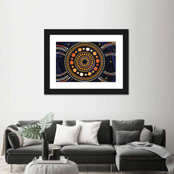 Blue Mandala Dot Illustration Canvas Wall Art