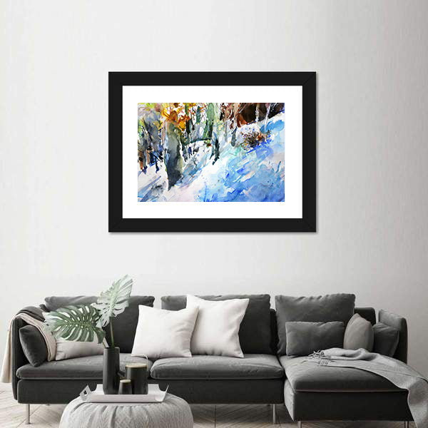 Watercolor Winter Forest Canvas Wall Art