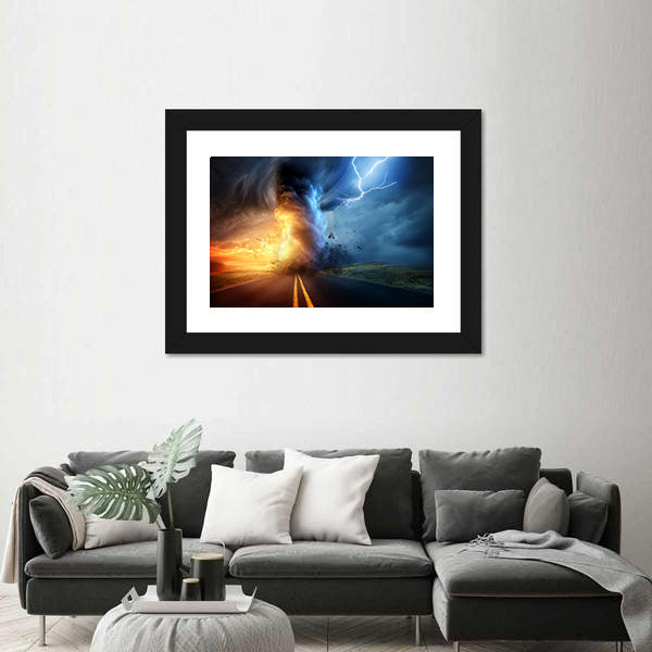 Tornado Over Sunset Road Canvas Wall Art