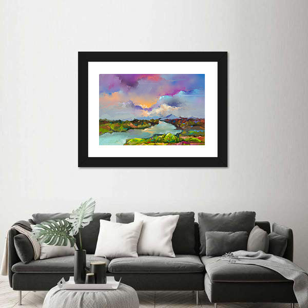 Semi-abstract River Landscape Canvas Wall Art