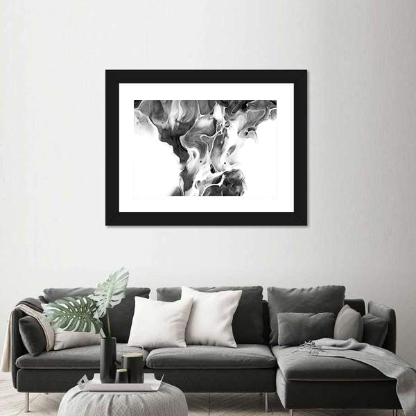 Black and White Ink Flow Abstract Canvas Wall Art