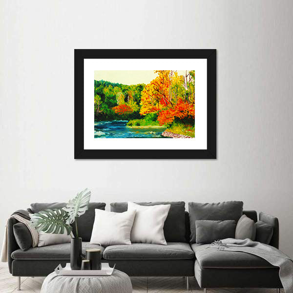 Maple River in Autumn Canvas Wall Art