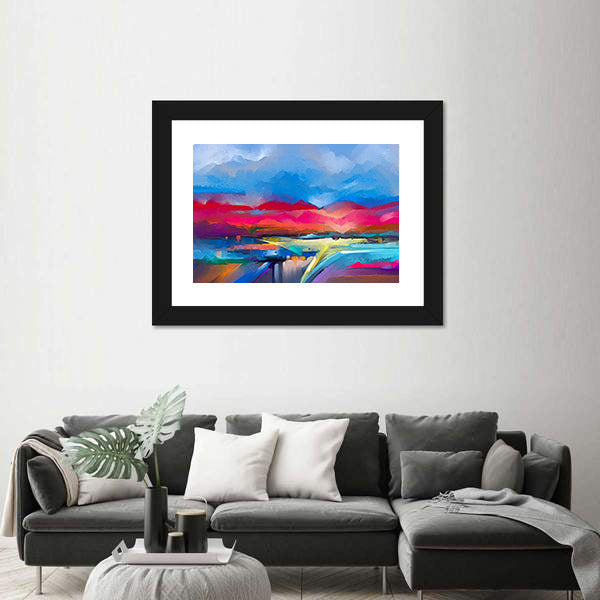 Colorful Abstract Mountain Landscape Canvas Wall Art