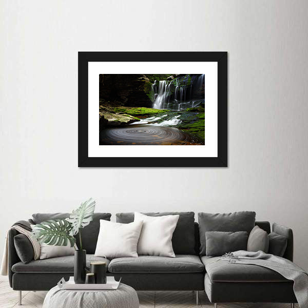 Waterfall Landscape With Rippling Pond Canvas Wall Art