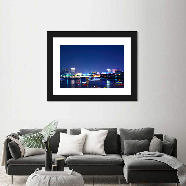 Night View Of The Pattaya City In Thailand Canvas Wall Art