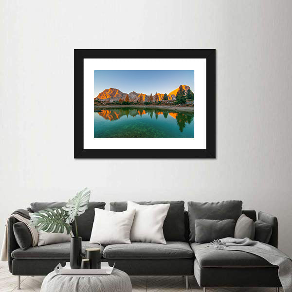 Limides Lake Reflection at Golden Hour Canvas Wall Art
