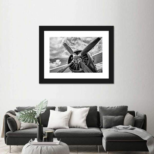 Vintage Airplane Propeller Close-up Canvas Wall Art