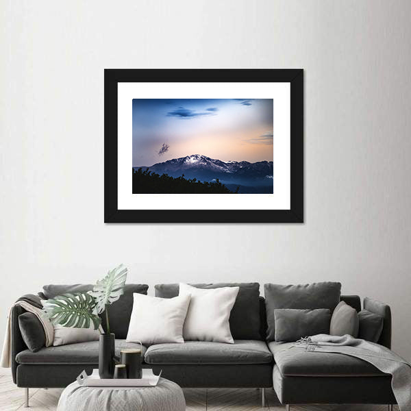 Snow Capped Pikes Peak In Colorado Springs Canvas Wall Art