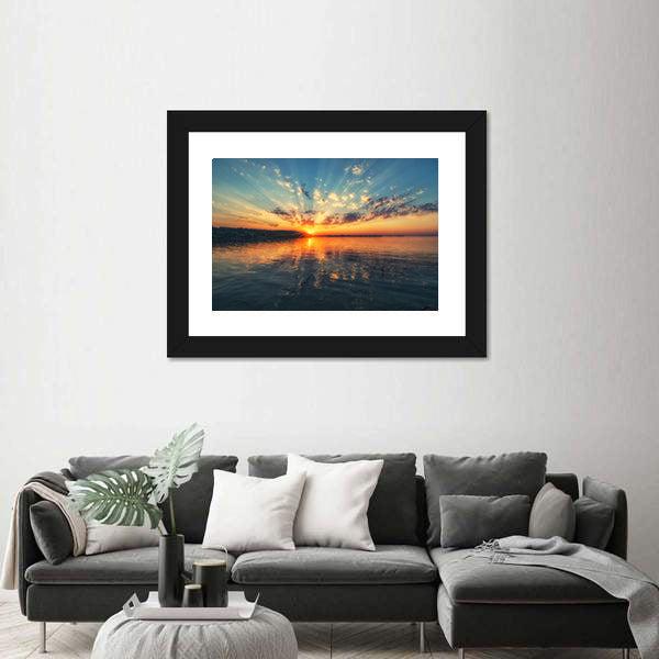 Sunset River with Rippling Reflection Canvas Wall Art