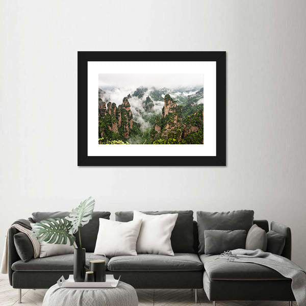 Zhangjiajie Misty Sandstone Pillars Canvas Wall Art