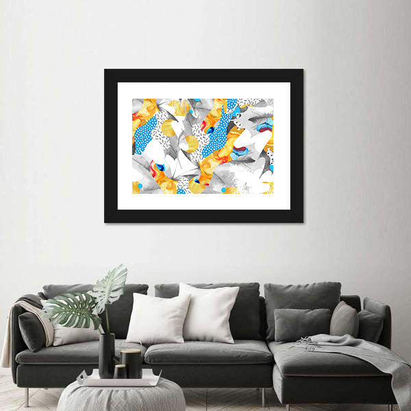 Watercolor Fluid Shapes with Polka Dots Canvas Wall Art