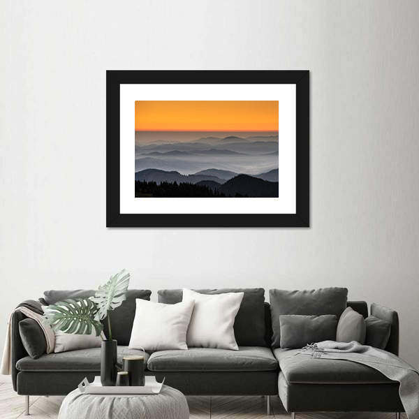 Rarau Mountain At Sunrise In Romania Canvas Wall Art