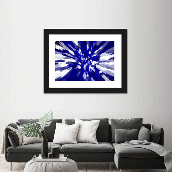 Navy Blue Starburst Abstract Canvas Wall Art