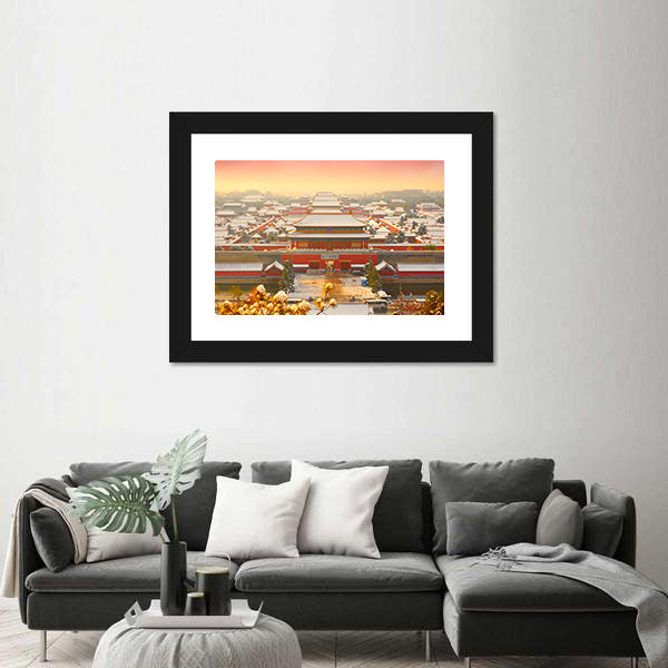 Forbidden City Snow at Sunset Canvas Wall Art
