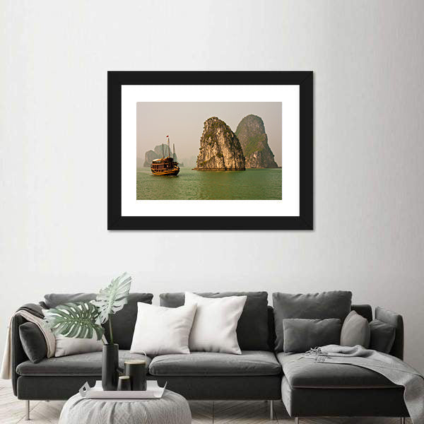 Boat in Halong Bay, Vietnam Canvas Wall Art
