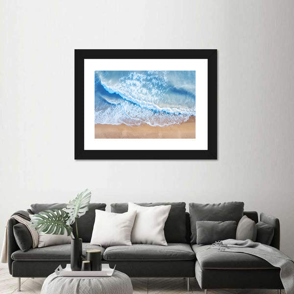 Beach And Waves From Top Canvas Wall Art