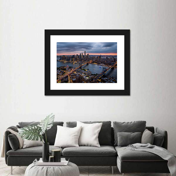New York City at Night Canvas Wall Art