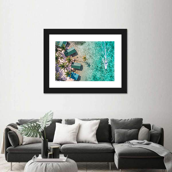 Aerial View of Tropical Island Coast Canvas Wall Art