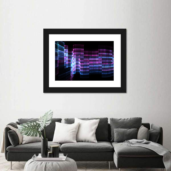 Futuristic Digital Grid Abstract Canvas Wall Art