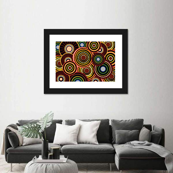 Concentric Dotted Circle Pattern Canvas Wall Art