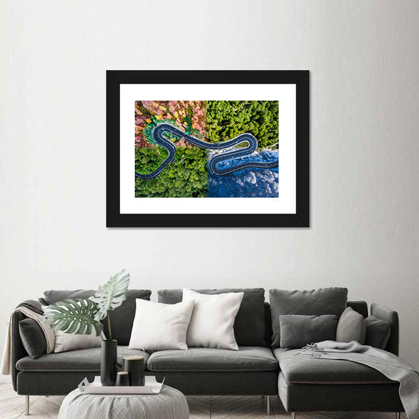 Highway Through The Forest Canvas Wall Art