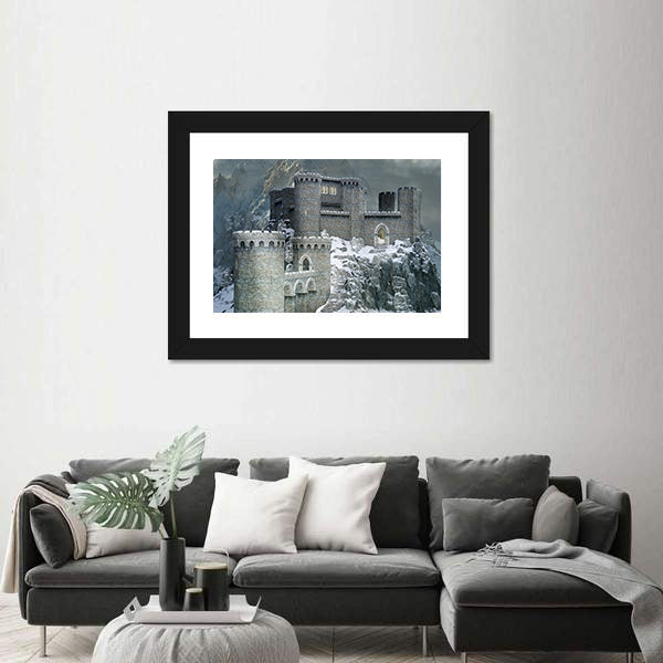 Medieval Castle In A Winter Canvas Wall Art