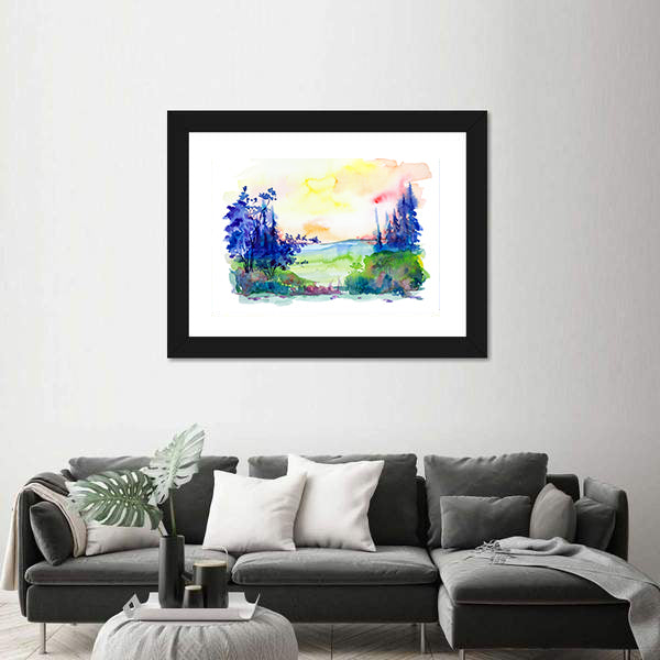 Watercolor Summer Forest Canvas Wall Art