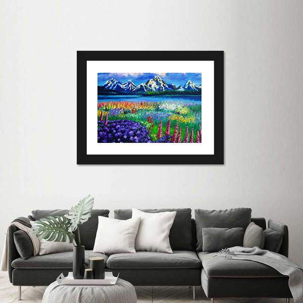 Spring Mountain Lake Canvas Wall Art
