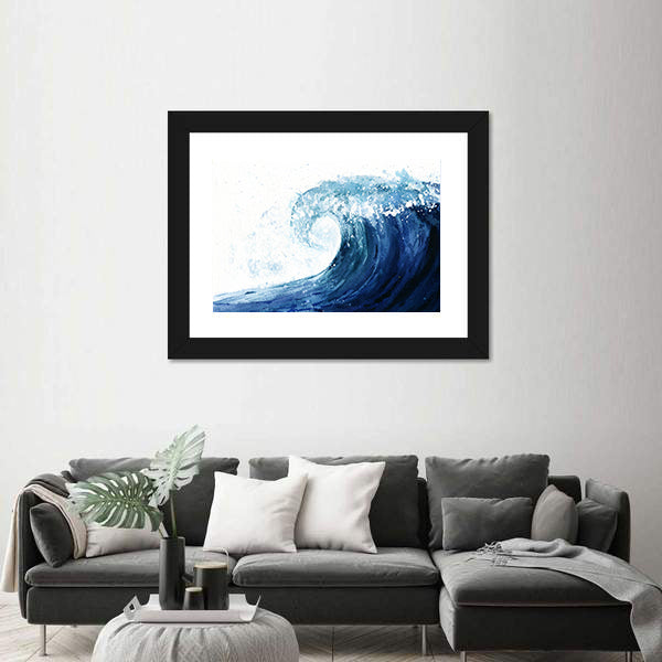 Crashing Ocean Wave Illustration Canvas Wall Art