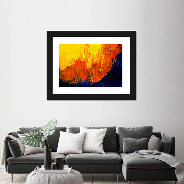 Bold Impasto Brushstrokes in Warm and Cool Hues Canvas Wall Art