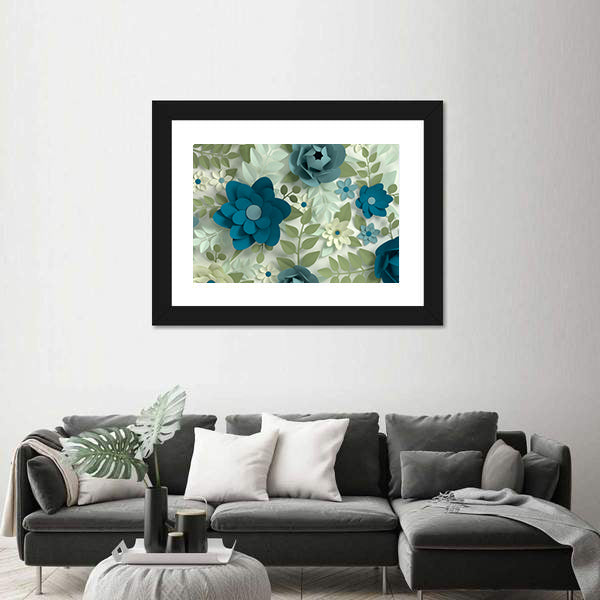 Layered Pastel Paper-cut Flowers Canvas Wall Art