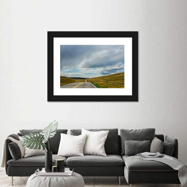 Driving On The Open Road In Big Sky Country Montana Canvas Wall Art