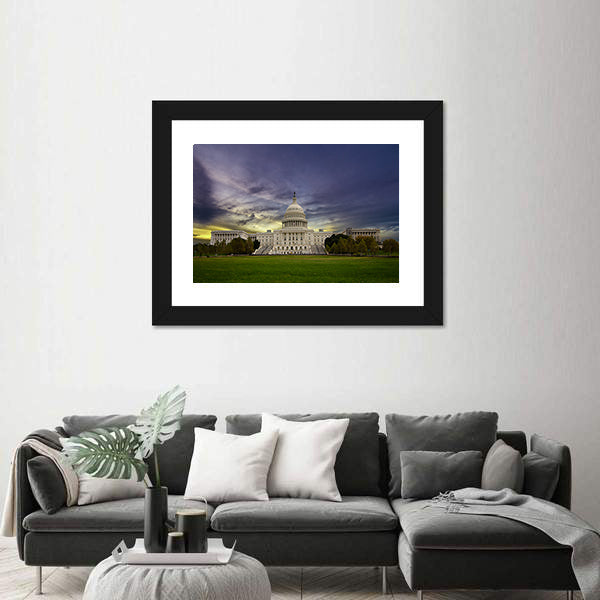 United States Capitol at Sunset Washington Dc Canvas Wall Art