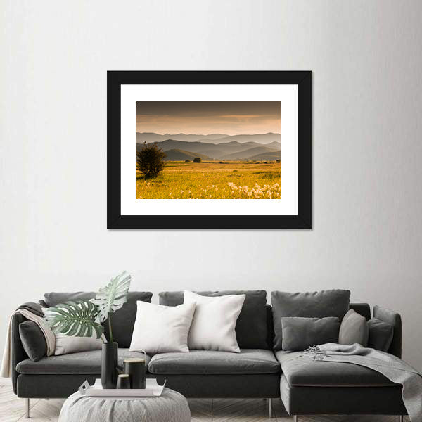 Golden Meadow and Rolling Hills Canvas Wall Art