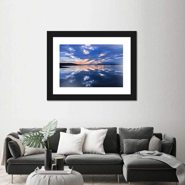 Sunset Over Reflective Lake Canvas Wall Art