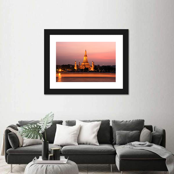 Wat Arun Temple At Sunset In Bangkok Thailand Canvas Wall Art
