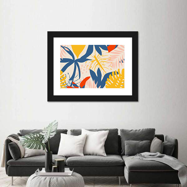 Summer Tropical Leaf Pattern Canvas Wall Art