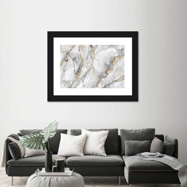 Marble With Gold Veins Canvas Wall Art
