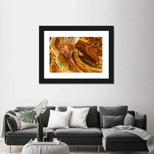 Amber and Gold Abstract with Layered Textures Canvas Wall Art