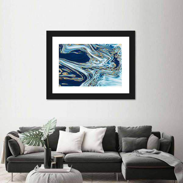 Liquid Marble with Gold Veins Canvas Wall Art