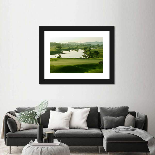 Sunrise Golf Course with Lake Canvas Wall Art