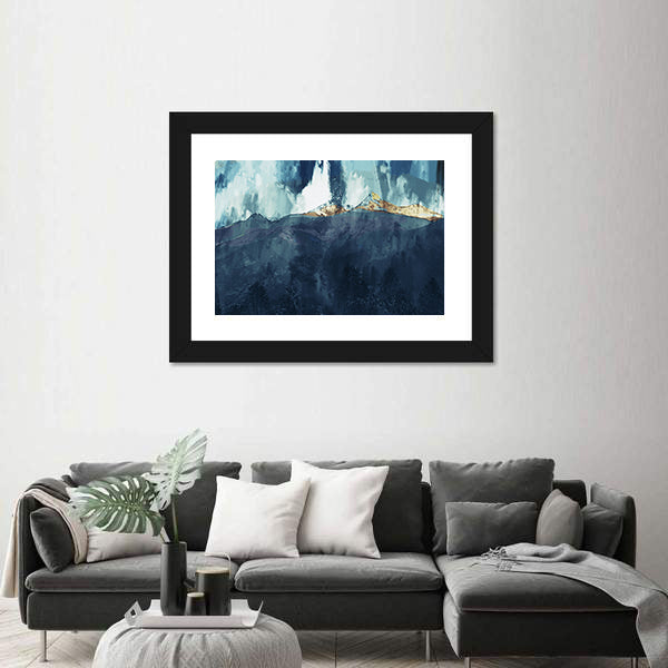 Abstract Mountain Range at Golden Dusk Canvas Wall Art