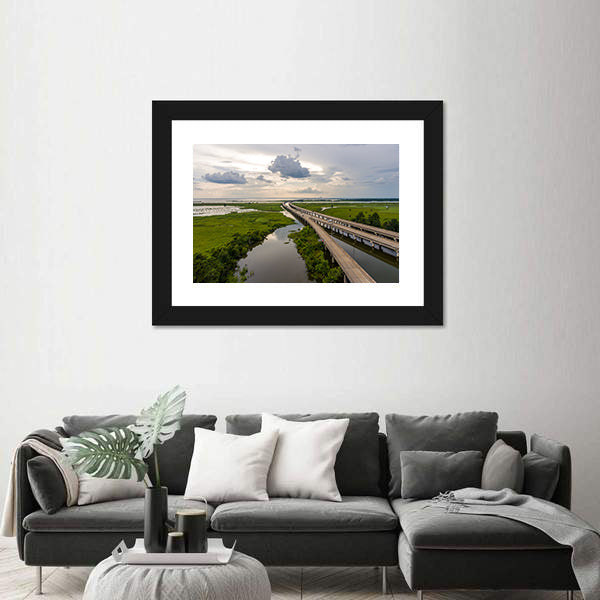 Interstate 10 Bridge Over Mobile Bay, Alabama Canvas Wall Art