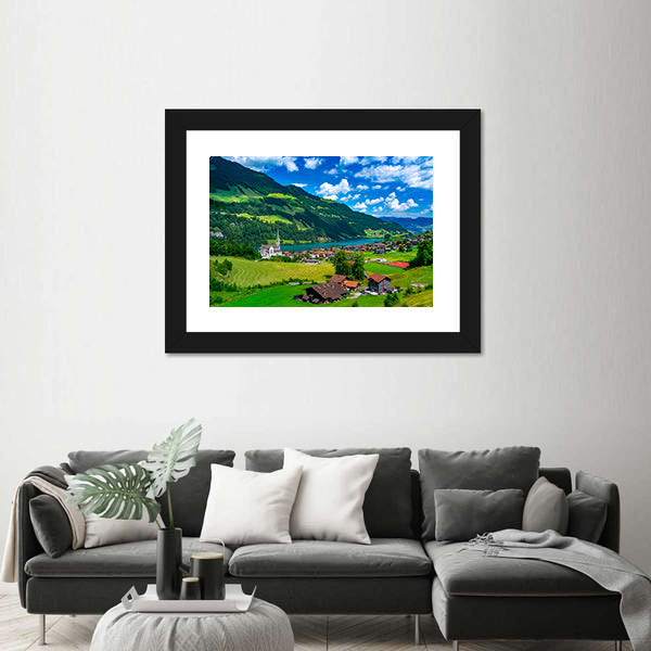 Swiss Village Lungern In Switzerland Canvas Wall Art