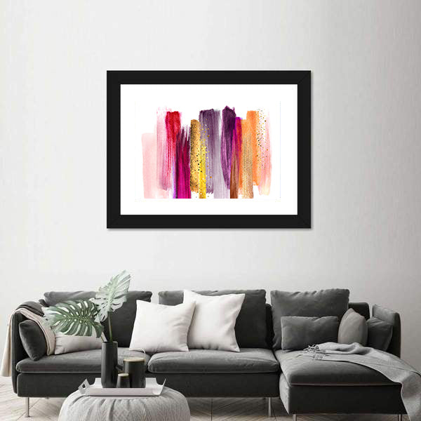 Watercolor Brush Strokes with Gold Highlights Canvas Wall Art
