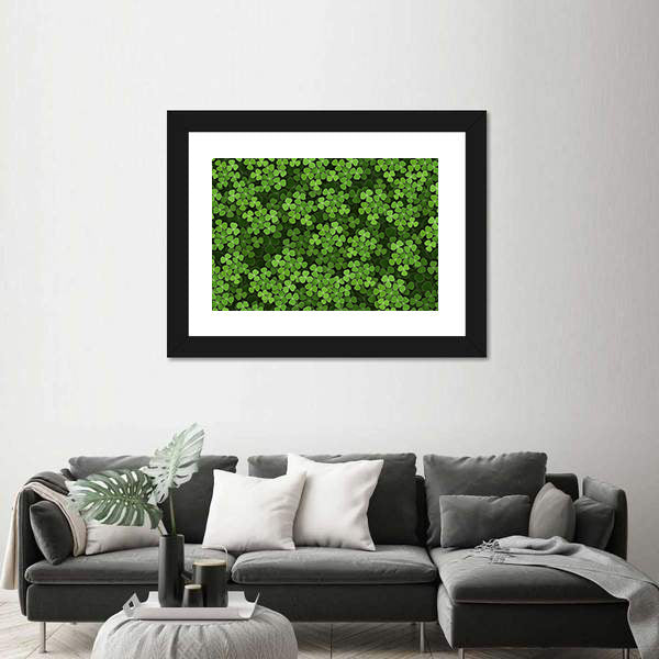 Green Shamrock Illustration Canvas Wall Art