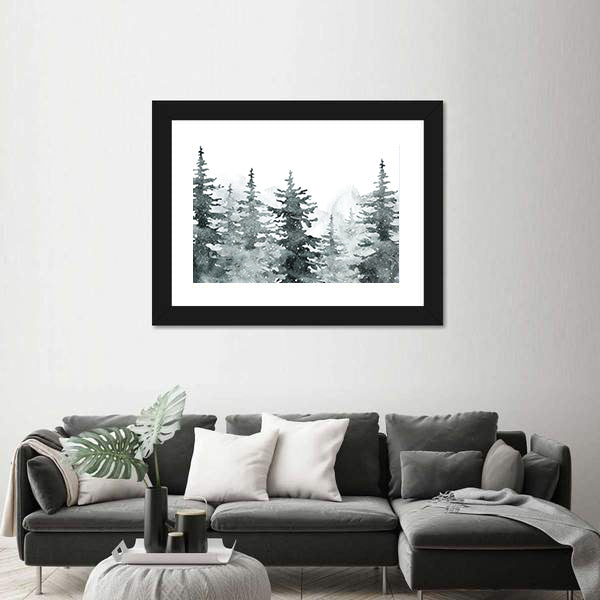 Snowy Evergreen Forest Canvas Wall Art