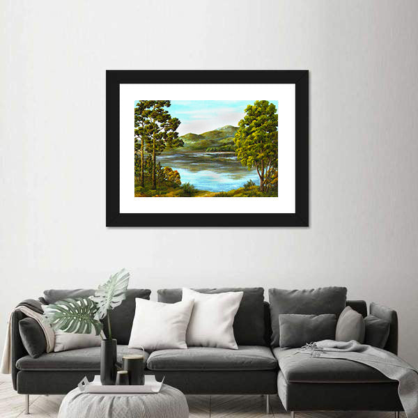 Autumn Mountain Lake Canvas Wall Art