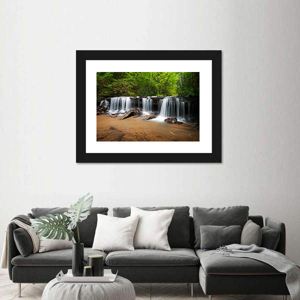Peaceful Forest Waterfalls Canvas Wall Art
